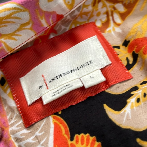 Anthropologie Orange Midi Sundress with Flutter Sleeves - Picture 3 of 8